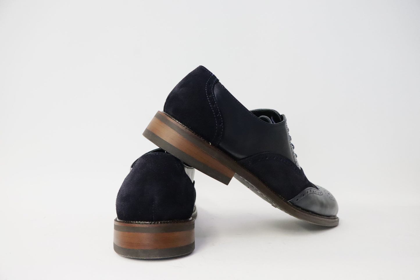 Heren Veterschoen Spectra in Donkerblauw Leer en Suède