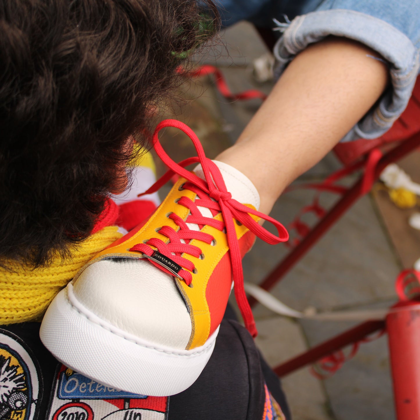 Rood/ Wit/ Geel Sneaker Grote maten Oeteldonk 073 Den Bosch