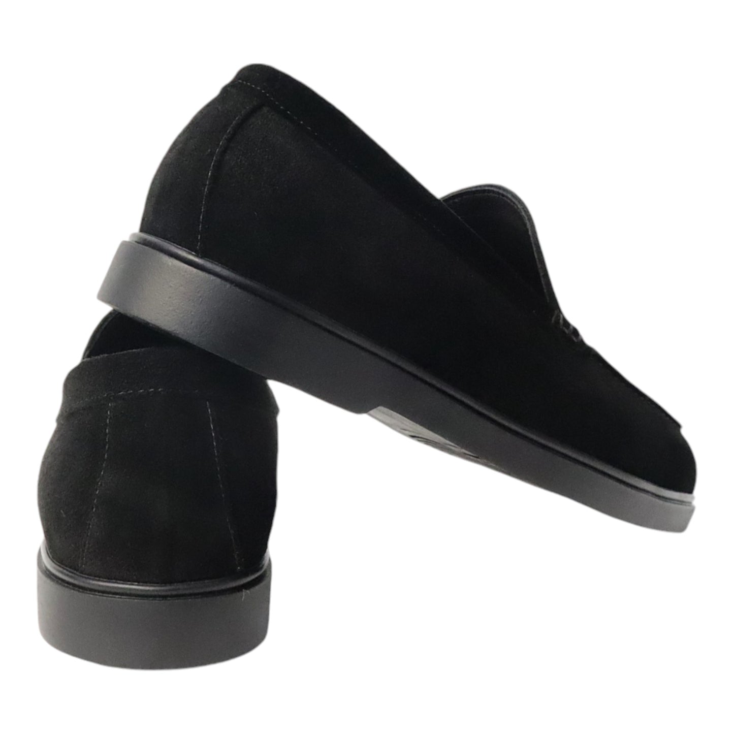 Heren Zwarte Suède Loafer met Zwarte Zool