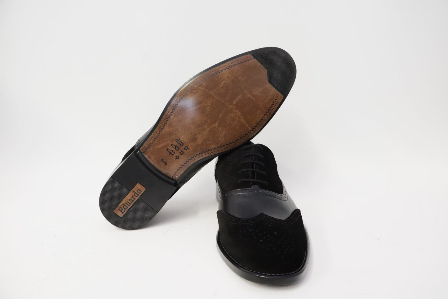 Heren veterschoen Spectrum laag zwart leer met zwarte suède