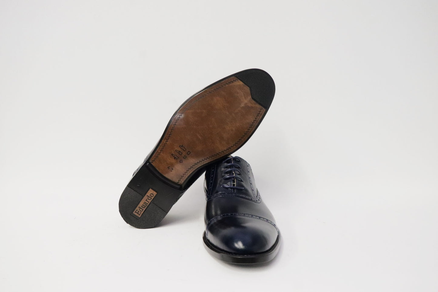 Heren veterschoen Sposato leer donkerblauw