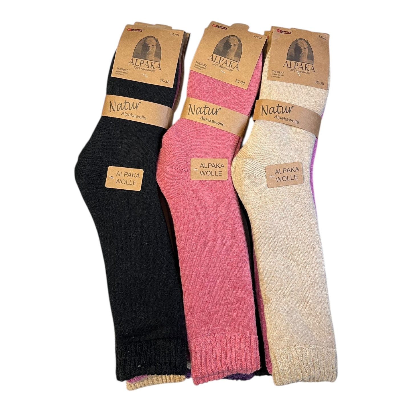 Alpaca sokken lang gemengde kleuren 3 paar