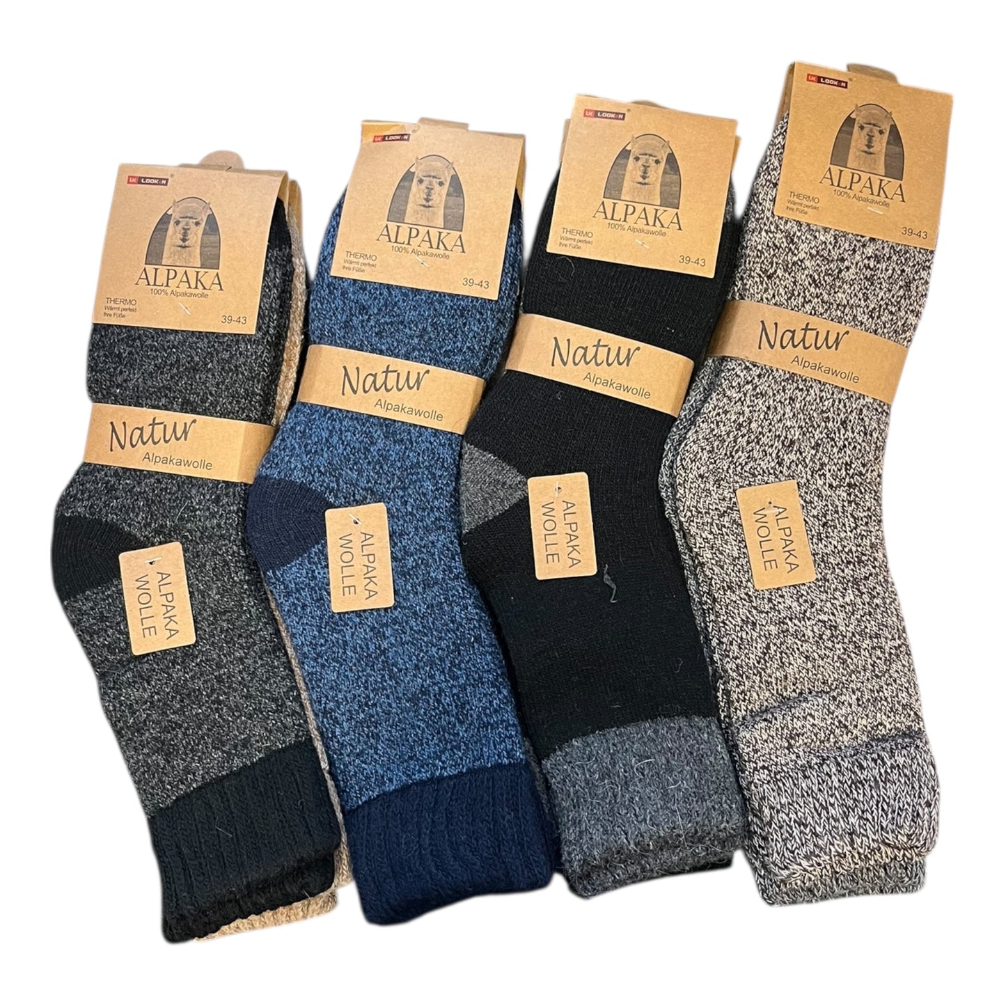 Alpaca thermo sokken gemengde kleuren per 3 paar verpakt