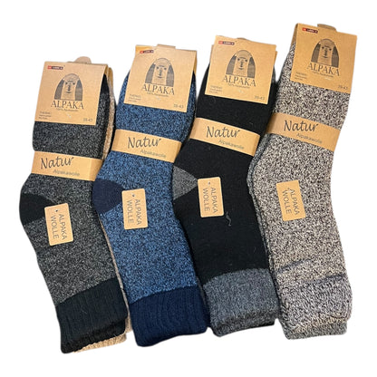 Alpaca thermo sokken gemengde kleuren per 3 paar verpakt