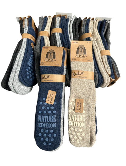Alpaca thermo sokken Anti-slip gemengde kleuren per 3 paar verpakt