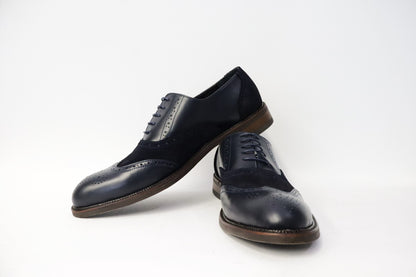 Heren Veterschoen Spectra in Donkerblauw Leer en Suède