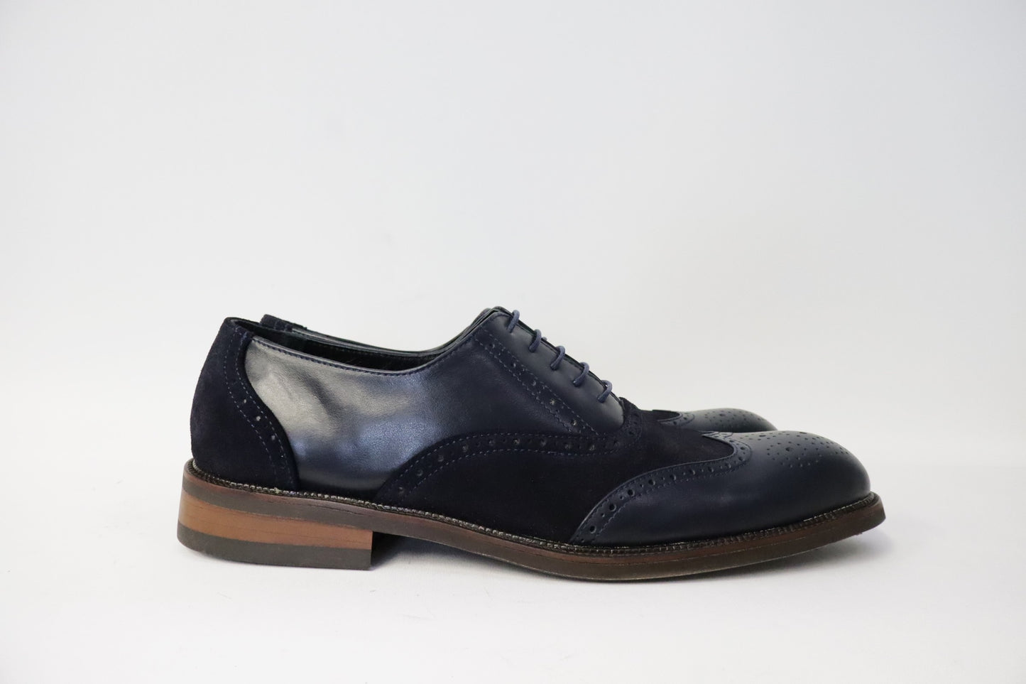 Heren Veterschoen Spectra in Donkerblauw Leer en Suède