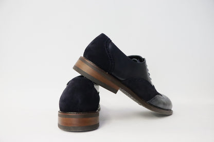 Heren Veterschoen Spectra in Donkerblauw Leer en Suède