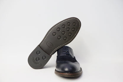 Heren Veterschoen Spectra in Donkerblauw Leer en Suède