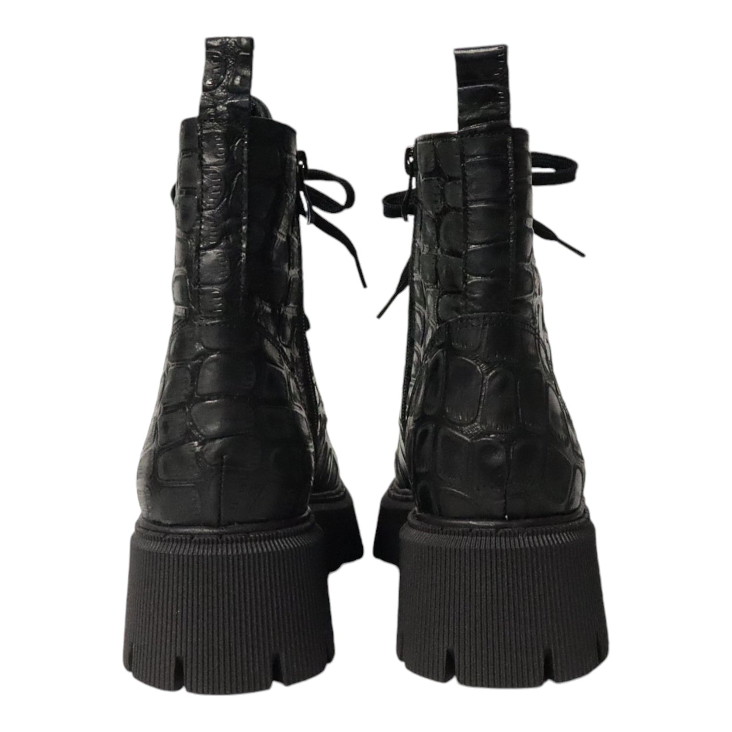 Dames Laarsje Croco Patroon Zwart Leer