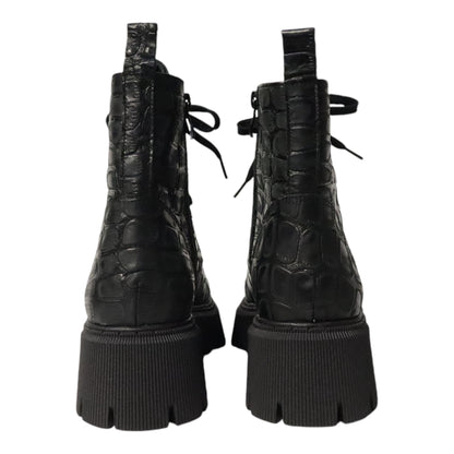 Dames Laarsje Croco Patroon Zwart Leer