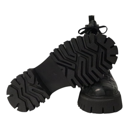 Dames Laarsje Croco Patroon Zwart Leer