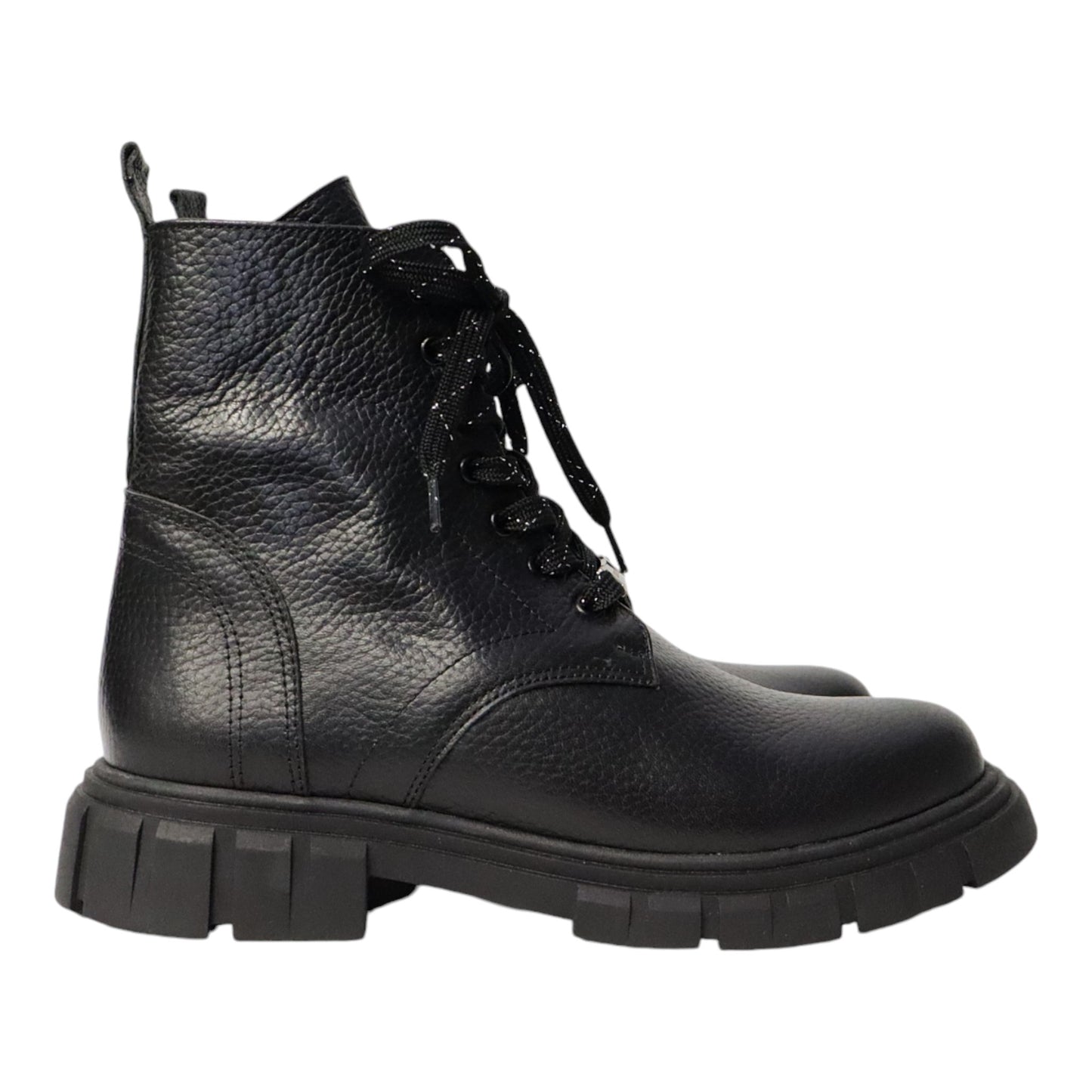 Dames Laarsje Zwart Leer met Fijne Structuur