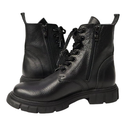 Dames Laarsje Zwart Leer met Fijne Structuur