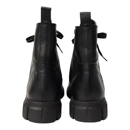 Dames Laarsje Zwart Leer met Fijne Structuur