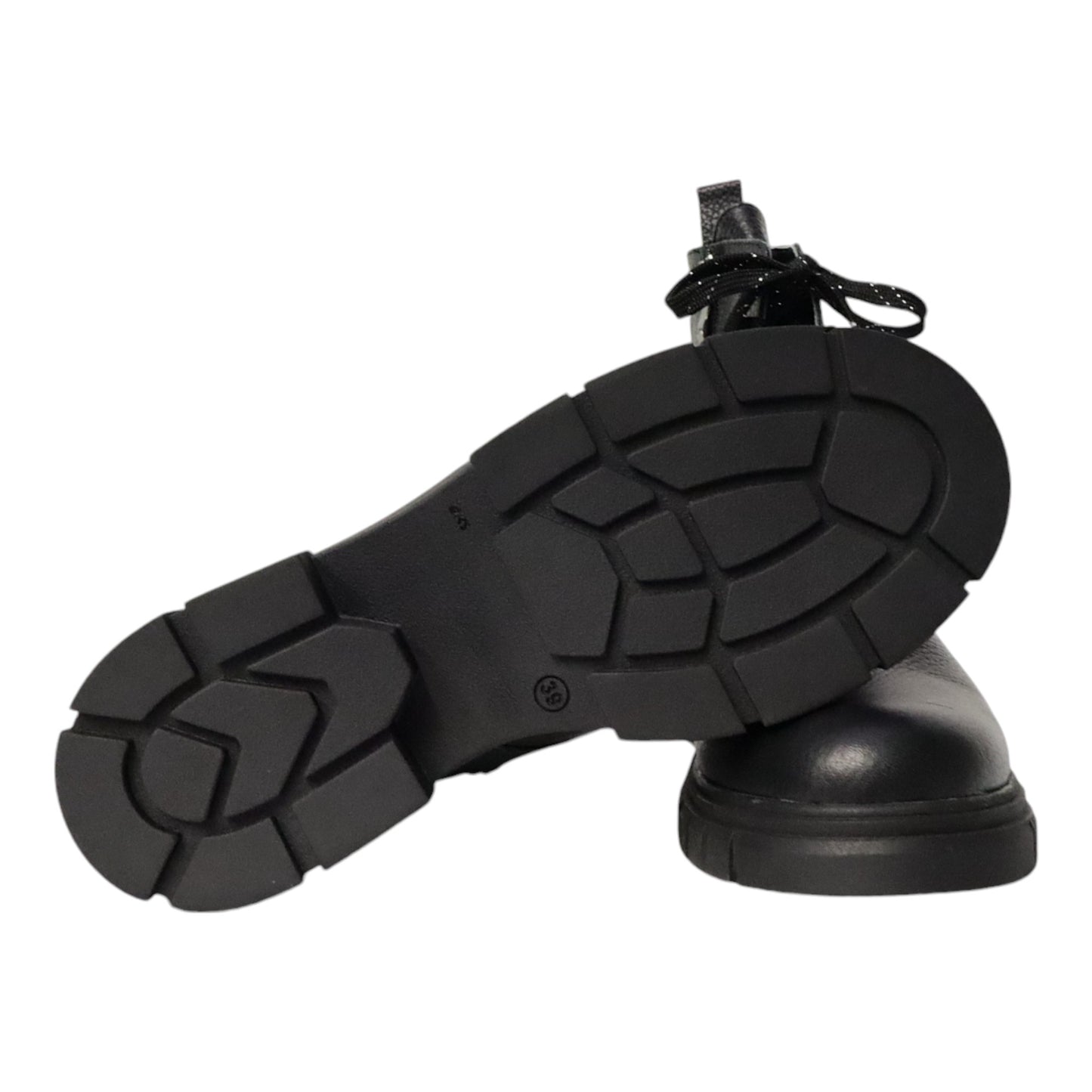 Dames Laarsje Zwart Leer met Fijne Structuur