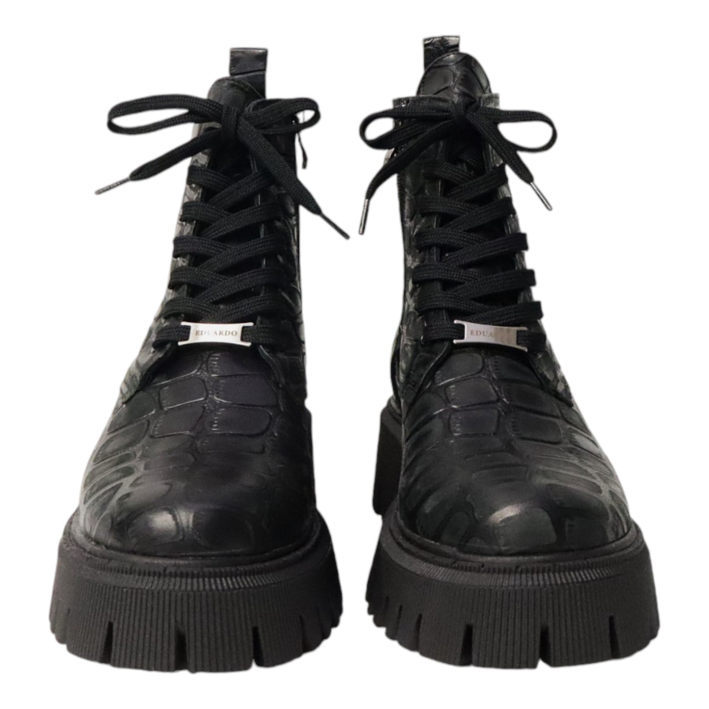 Dames Laarsje Croco Patroon Zwart Leer