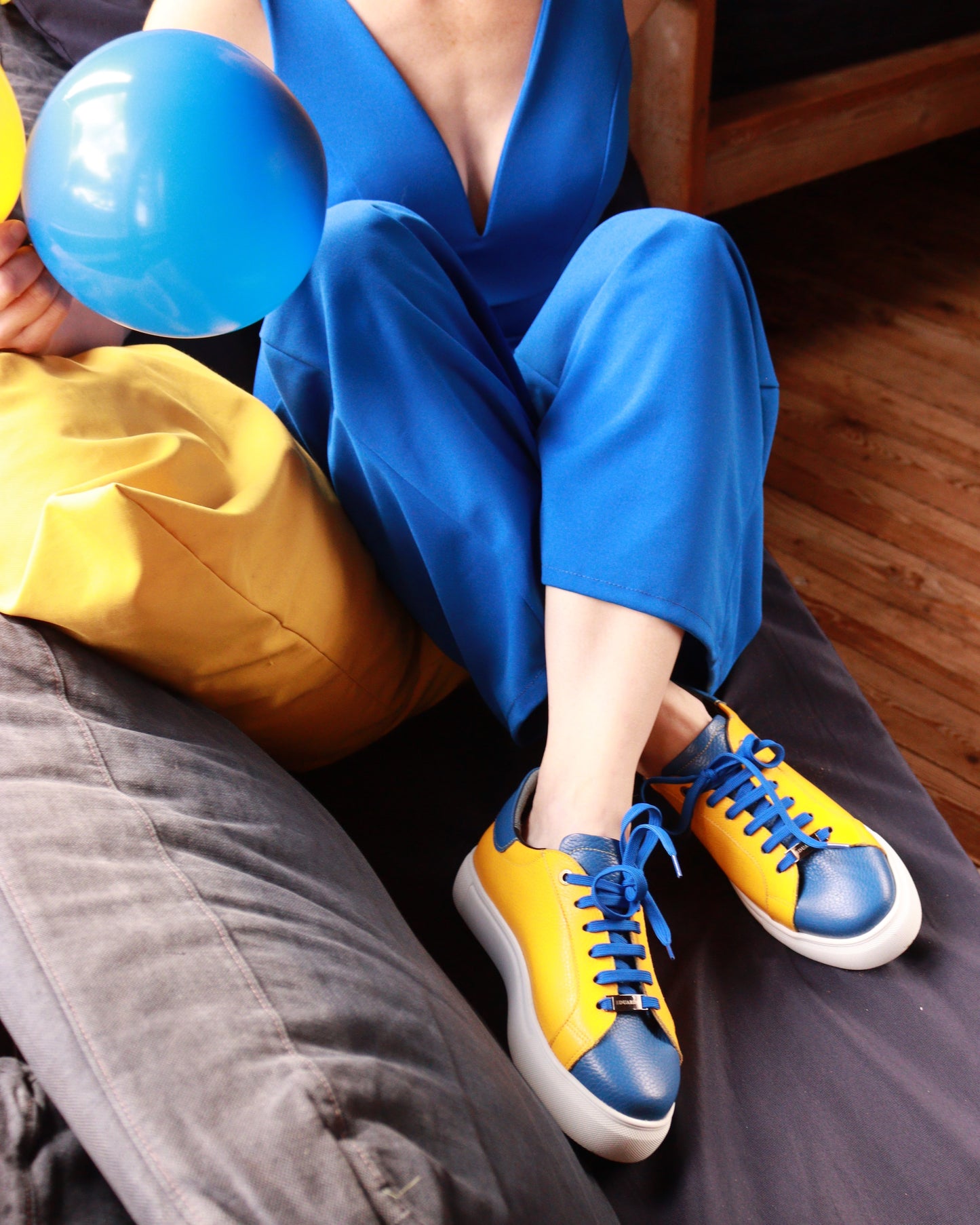 Blauw/Geel Sneaker Heren