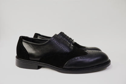 Heren Veterschoen Spectra in Zwart Leer en Suède