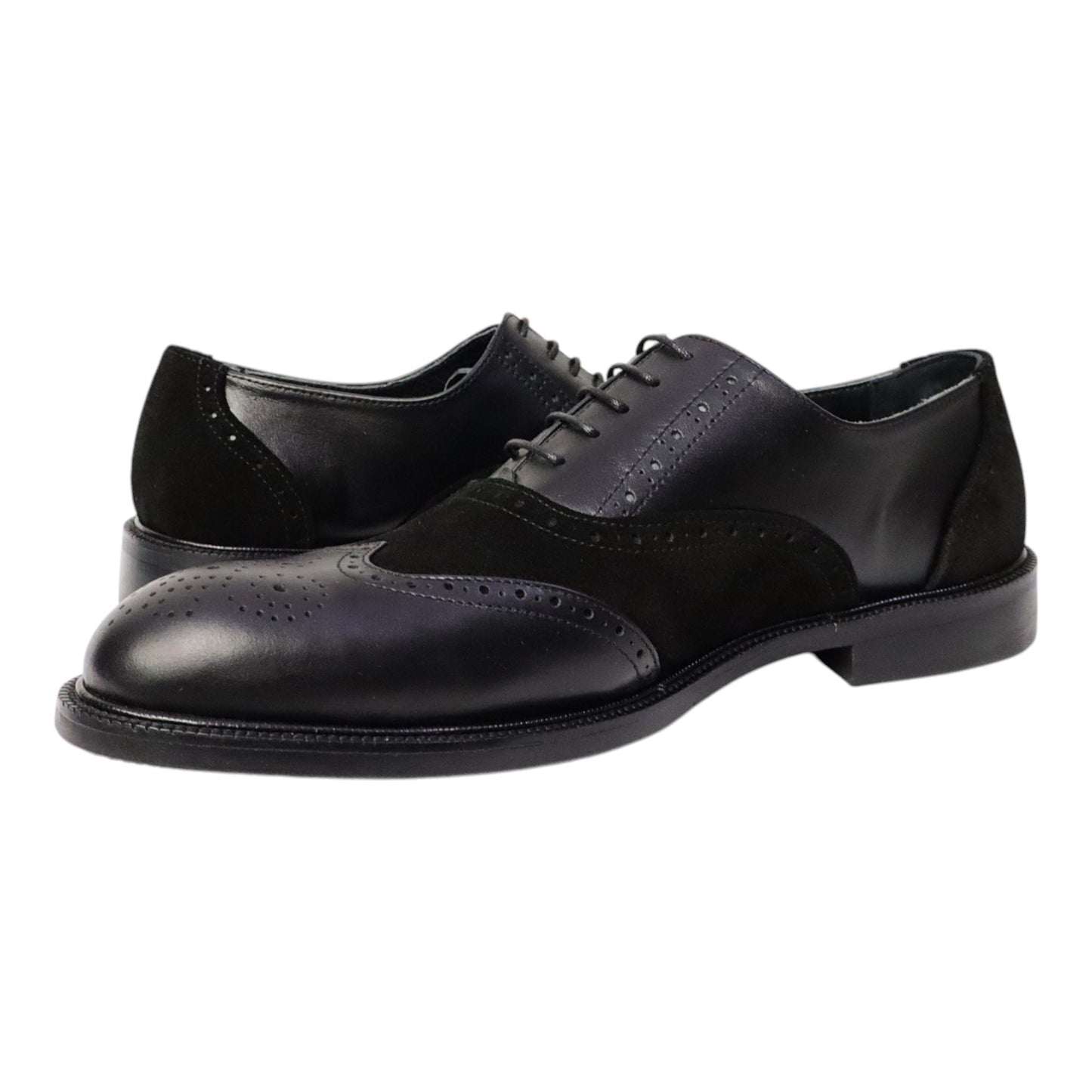 Heren Veterschoen Spectra in Zwart Leer en Suède