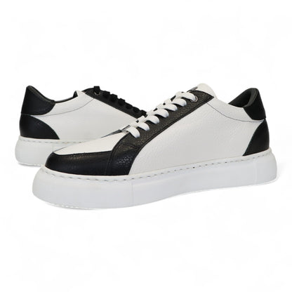 Heren Sneaker Zwart - Wit Leer