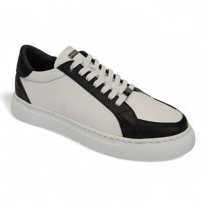 Heren Sneaker Zwart - Wit Leer
