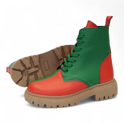 Rood-Groen Enkellaars Dames