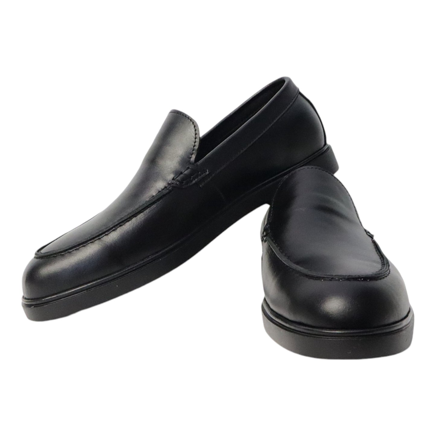 Heren Zwarte Leren Loafer met Zwarte Zool