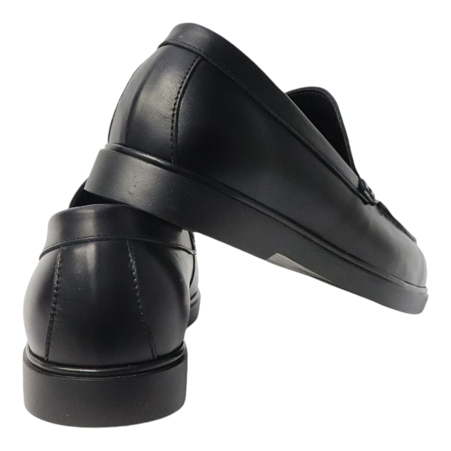 Heren Zwarte Leren Loafer met Zwarte Zool