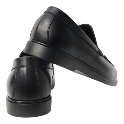 Heren Zwarte Leren Loafer met Zwarte Zool