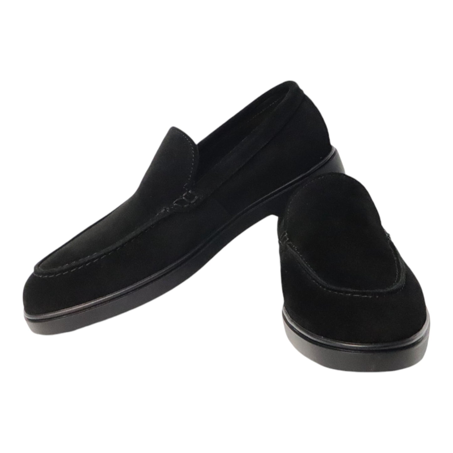 Heren Zwarte Suède Loafer met Zwarte Zool