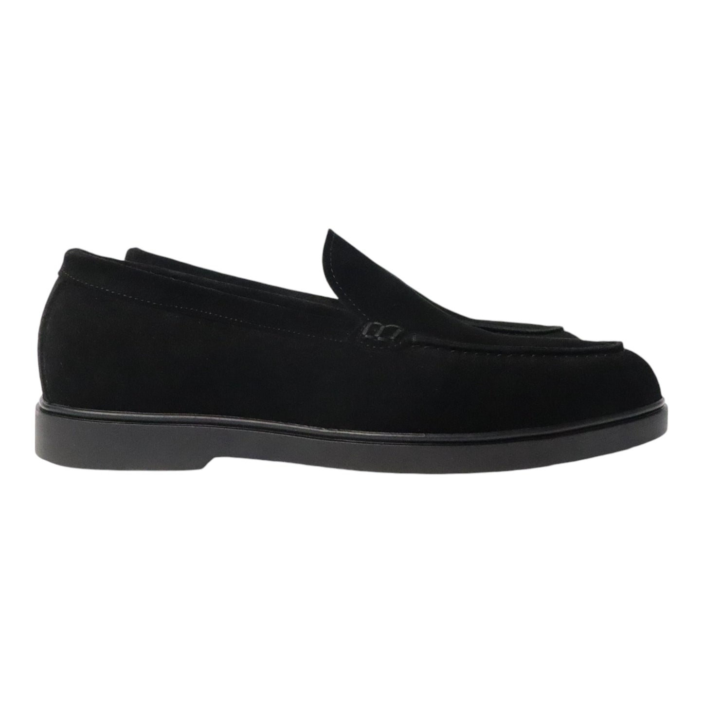 Heren Zwarte Suède Loafer met Zwarte Zool