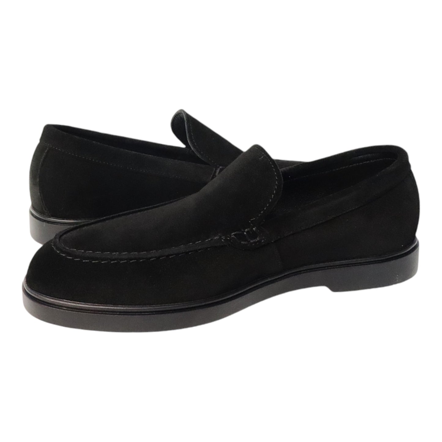 Heren Zwarte Suède Loafer met Zwarte Zool