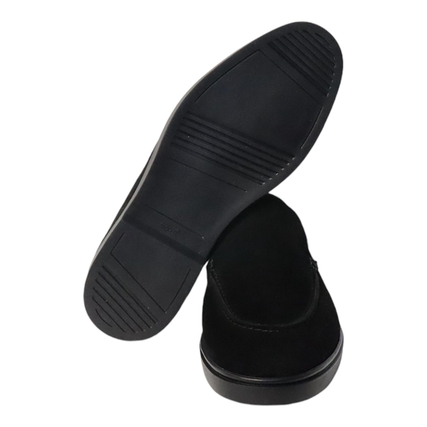 Heren Zwarte Suède Loafer met Zwarte Zool