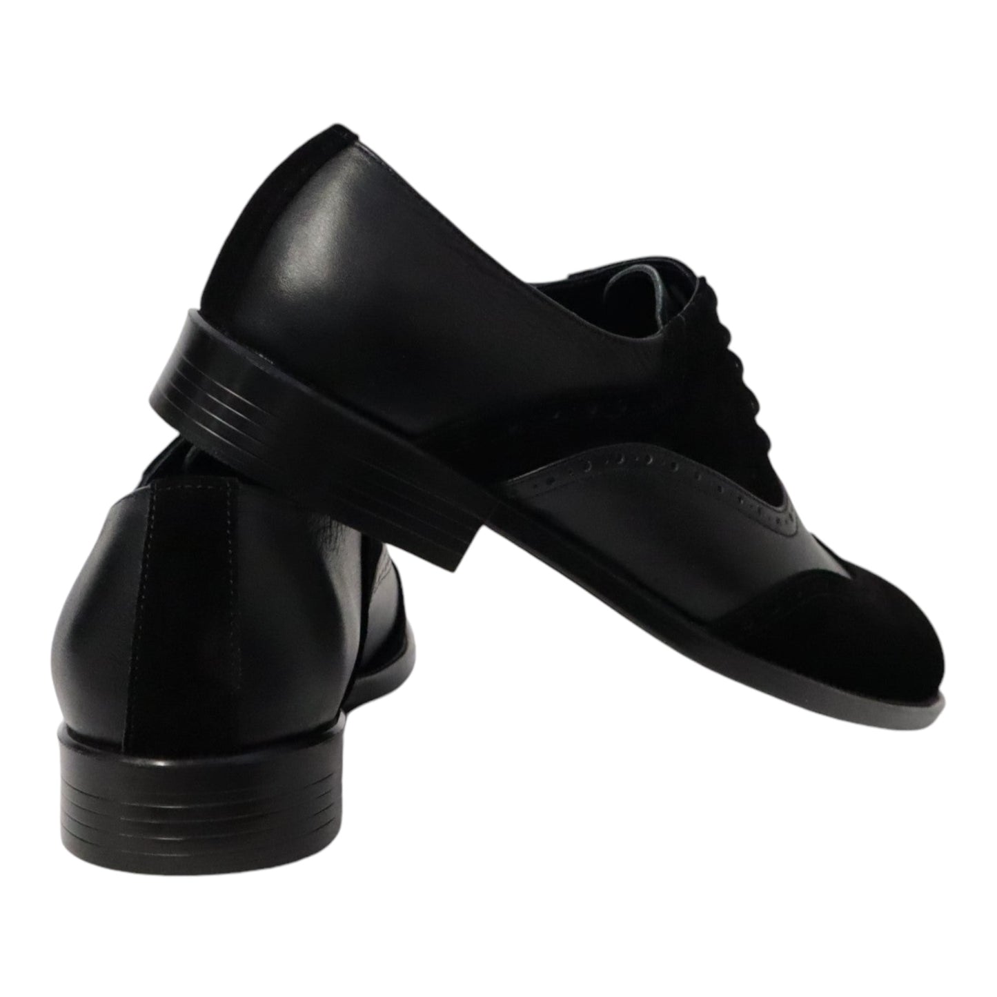 Heren veterschoen Spectrum laag zwart leer met zwarte suède