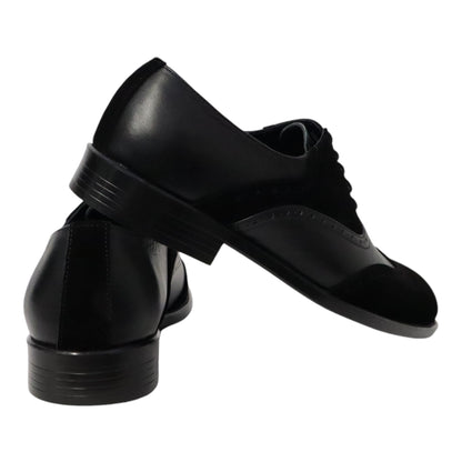 Heren veterschoen Spectrum laag zwart leer met zwarte suède