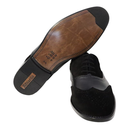 Heren veterschoen Spectrum laag zwart leer met zwarte suède