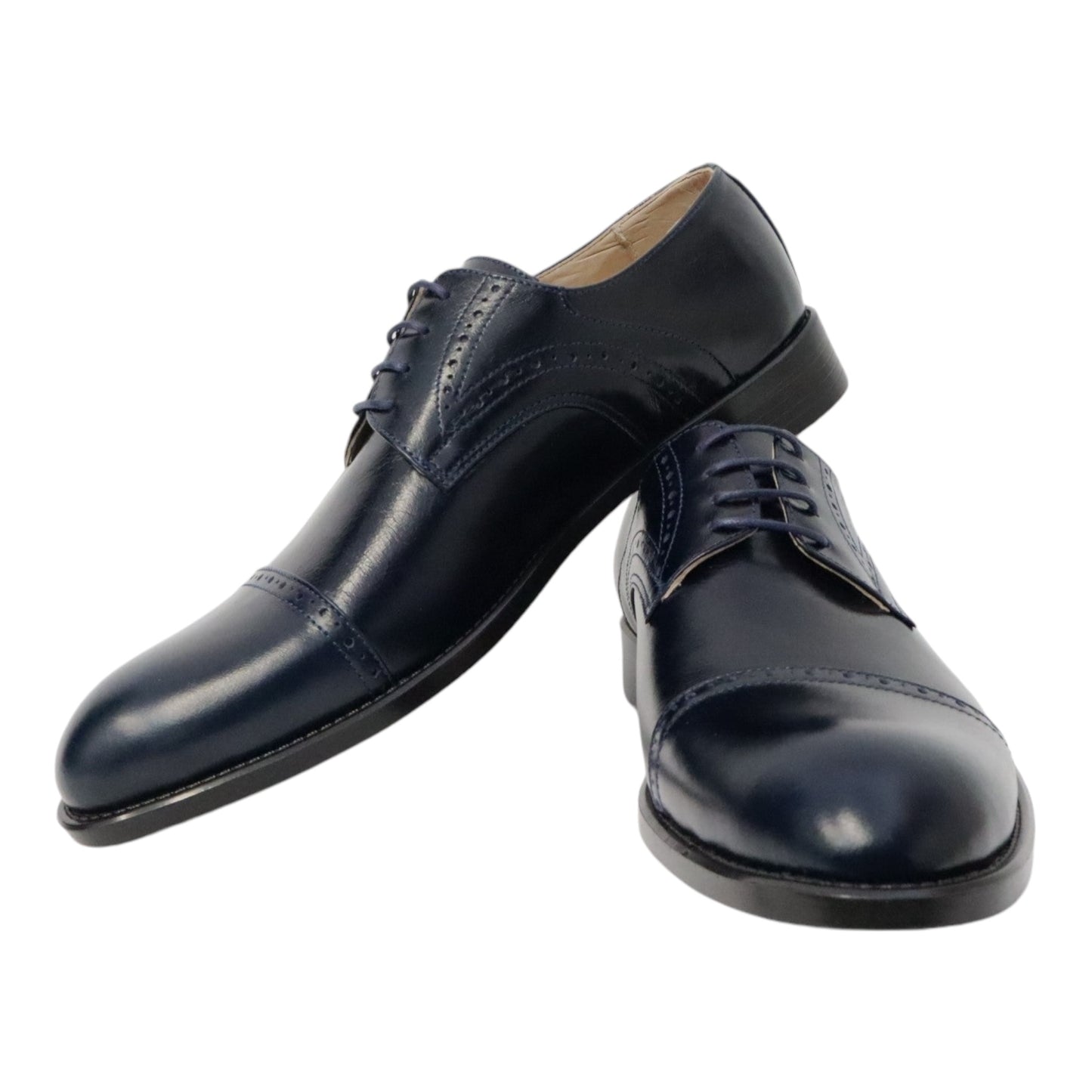 Heren veterschoen Sposare leer donkerblauw