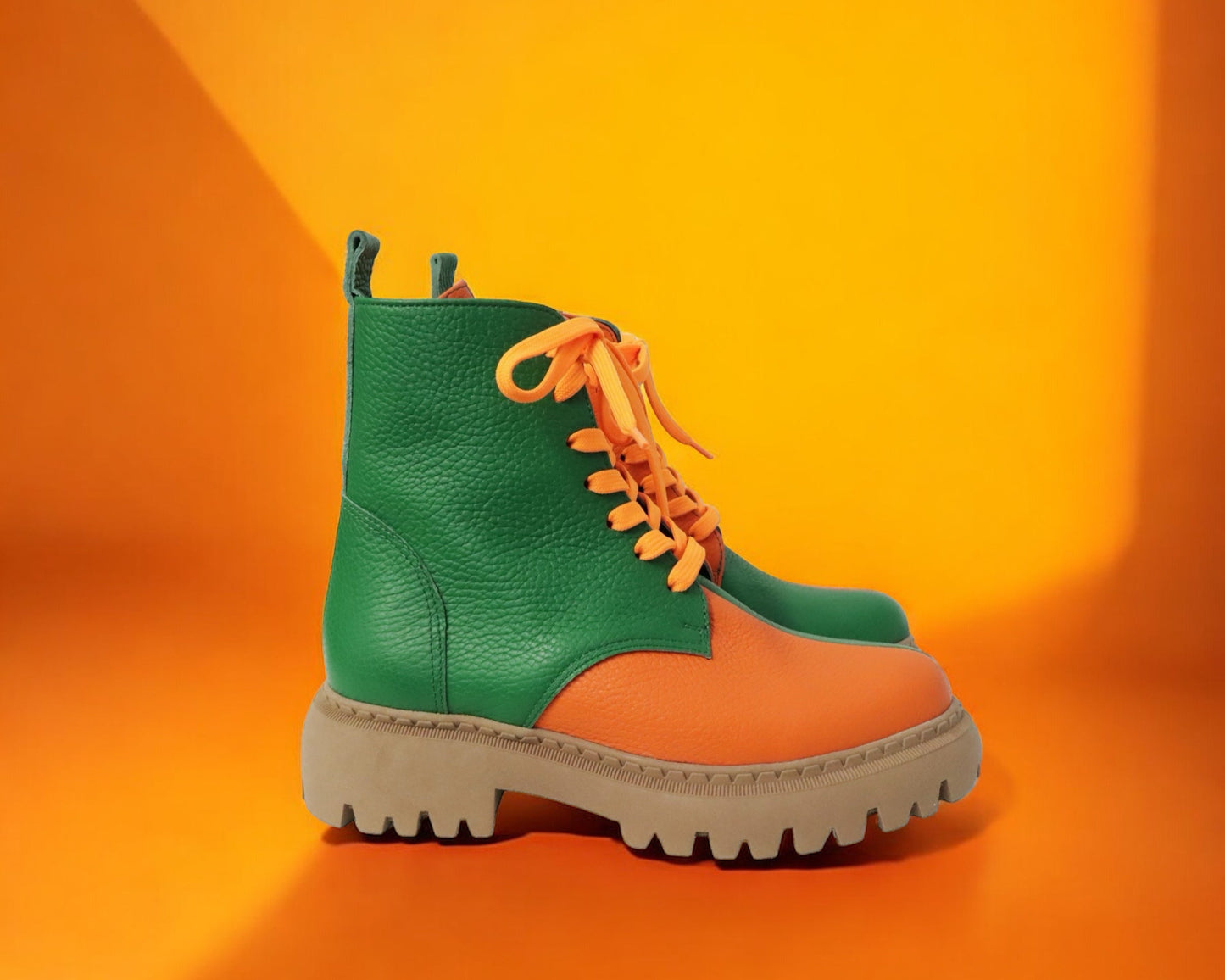 Groen-Oranje Enkellaars Dames