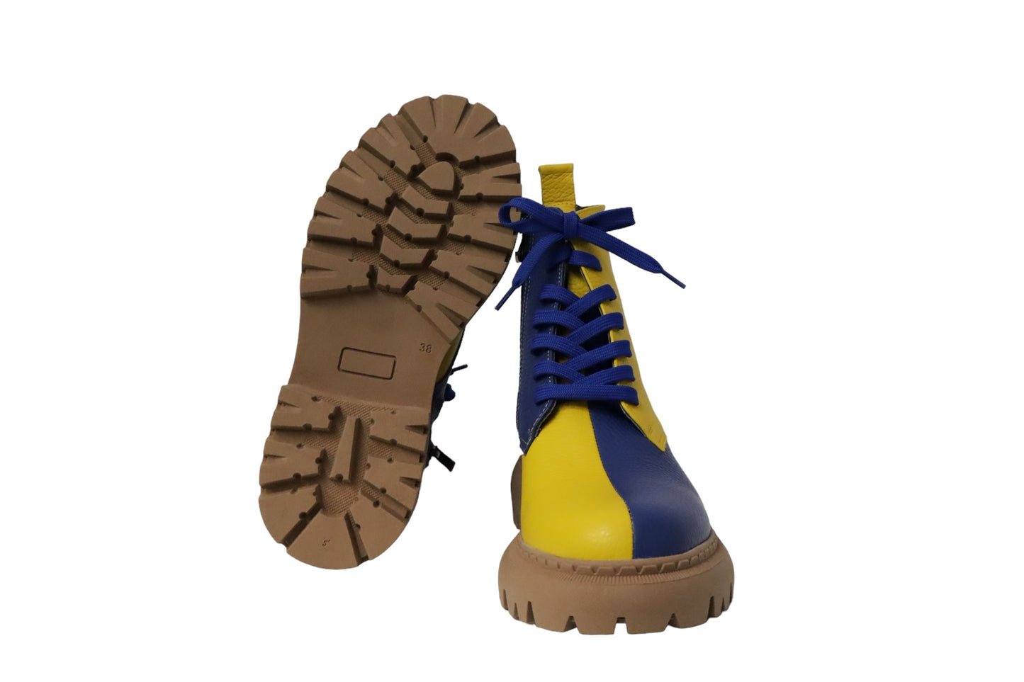 Blauw/Geel Enkellaars dames