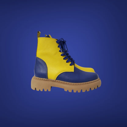 Blauw/Geel Enkellaars dames