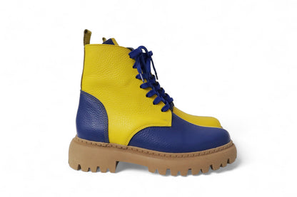 Blauw/Geel Enkellaars dames