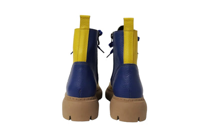 Blauw/Geel Enkellaars dames