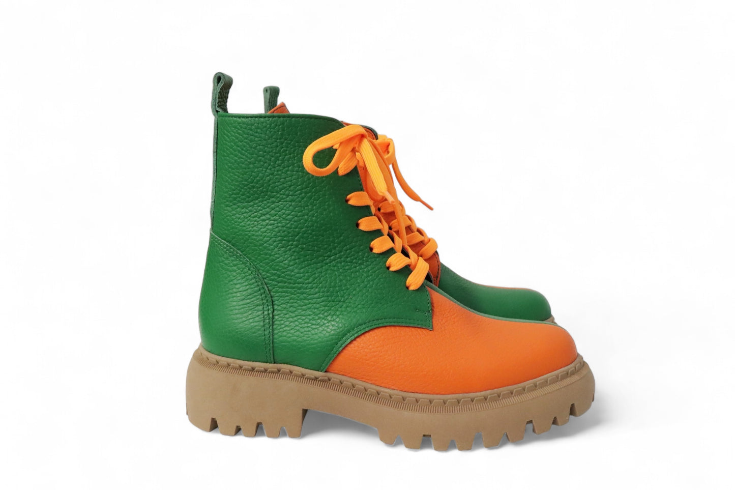 Groen-Oranje Enkellaars Dames