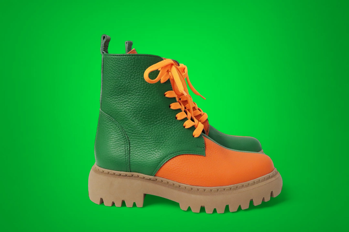 Groen-Oranje Enkellaars Dames