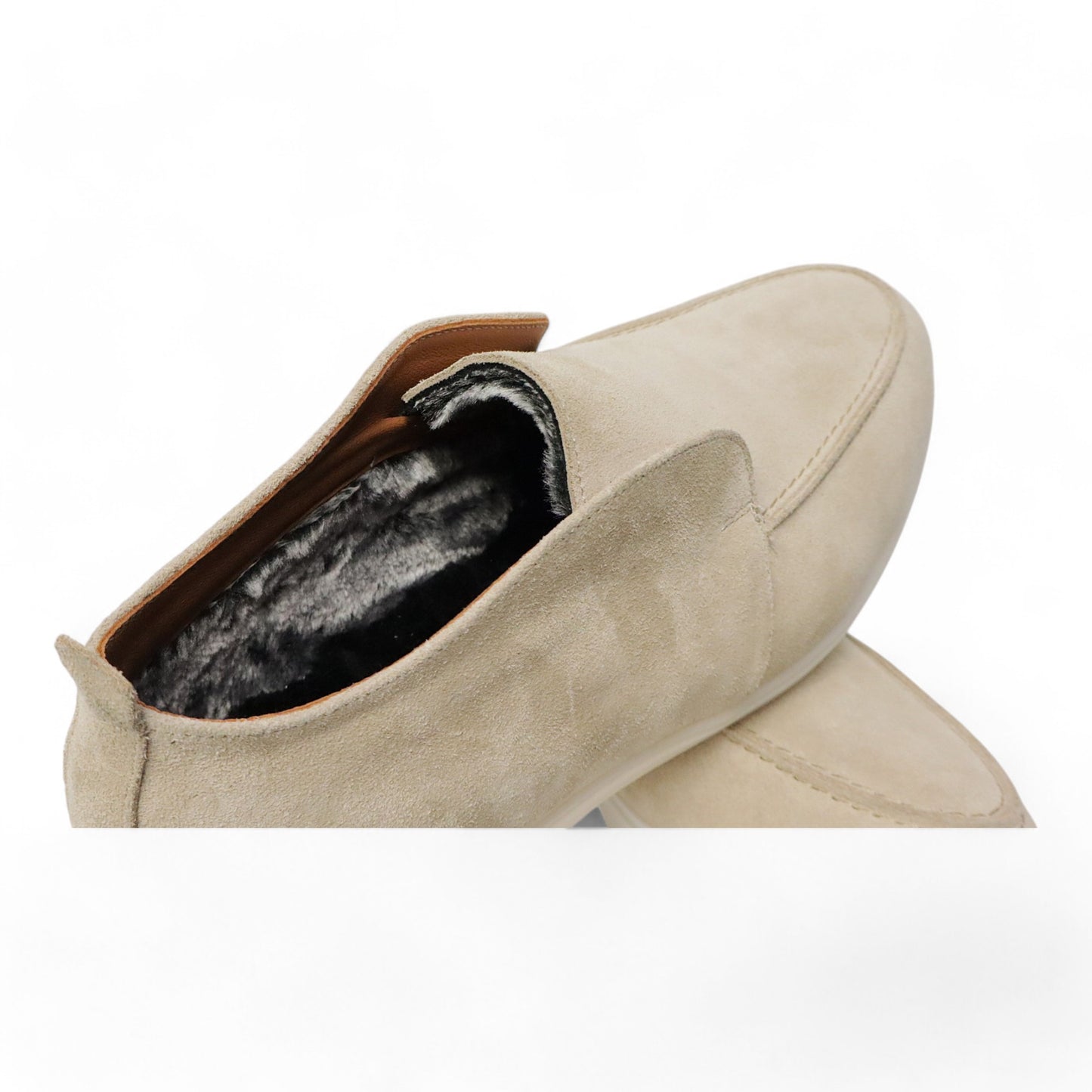 Loafers Bont Gevoerd Beige