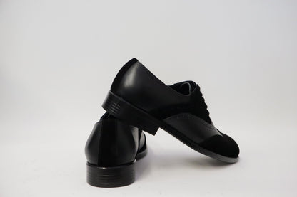 Heren veterschoen Spectrum laag zwart leer met zwarte suède