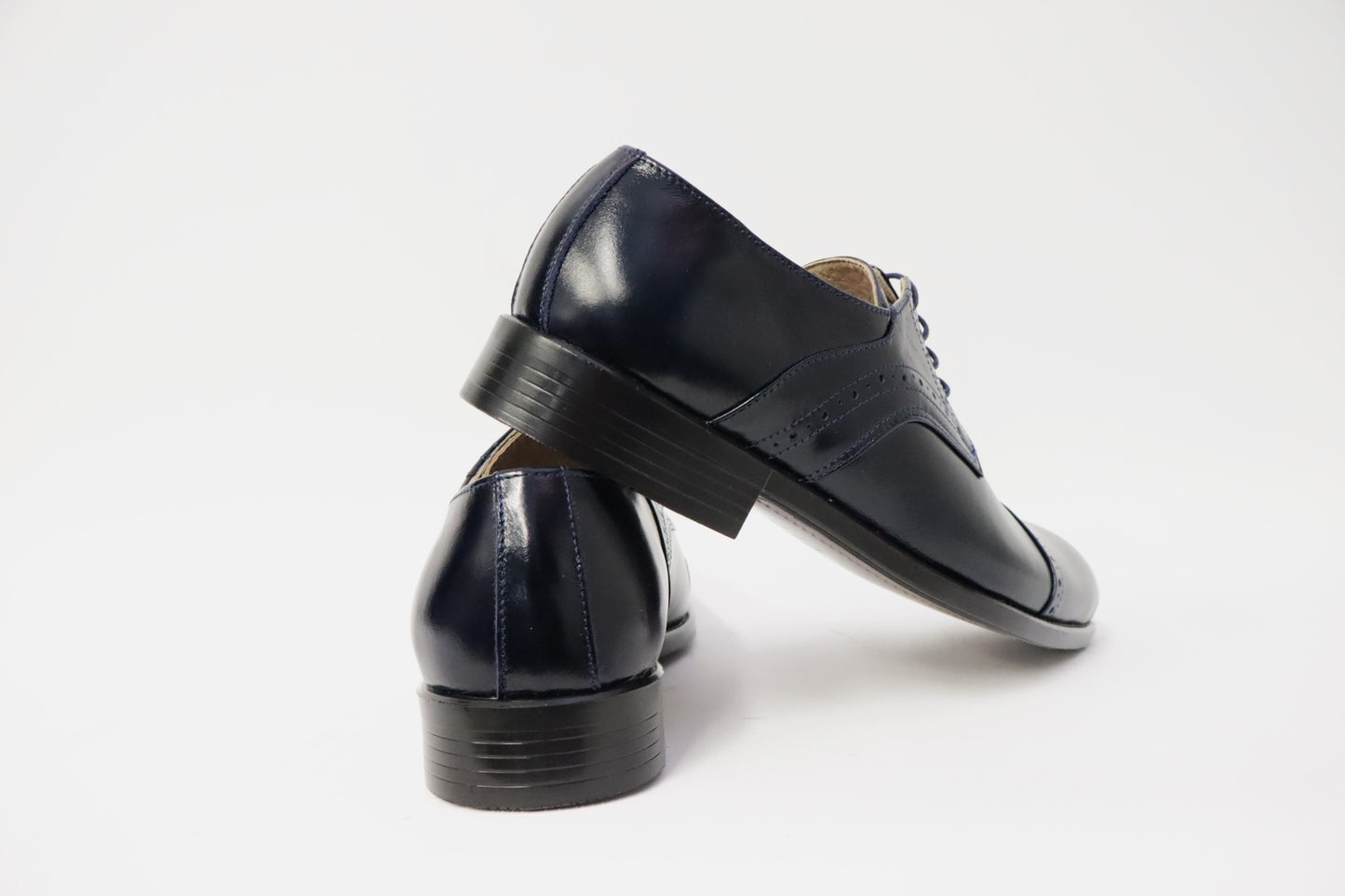 Heren veterschoen Sposare leer donkerblauw