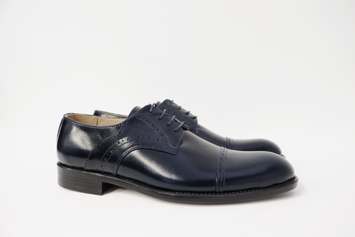 Heren veterschoen Sposare leer donkerblauw