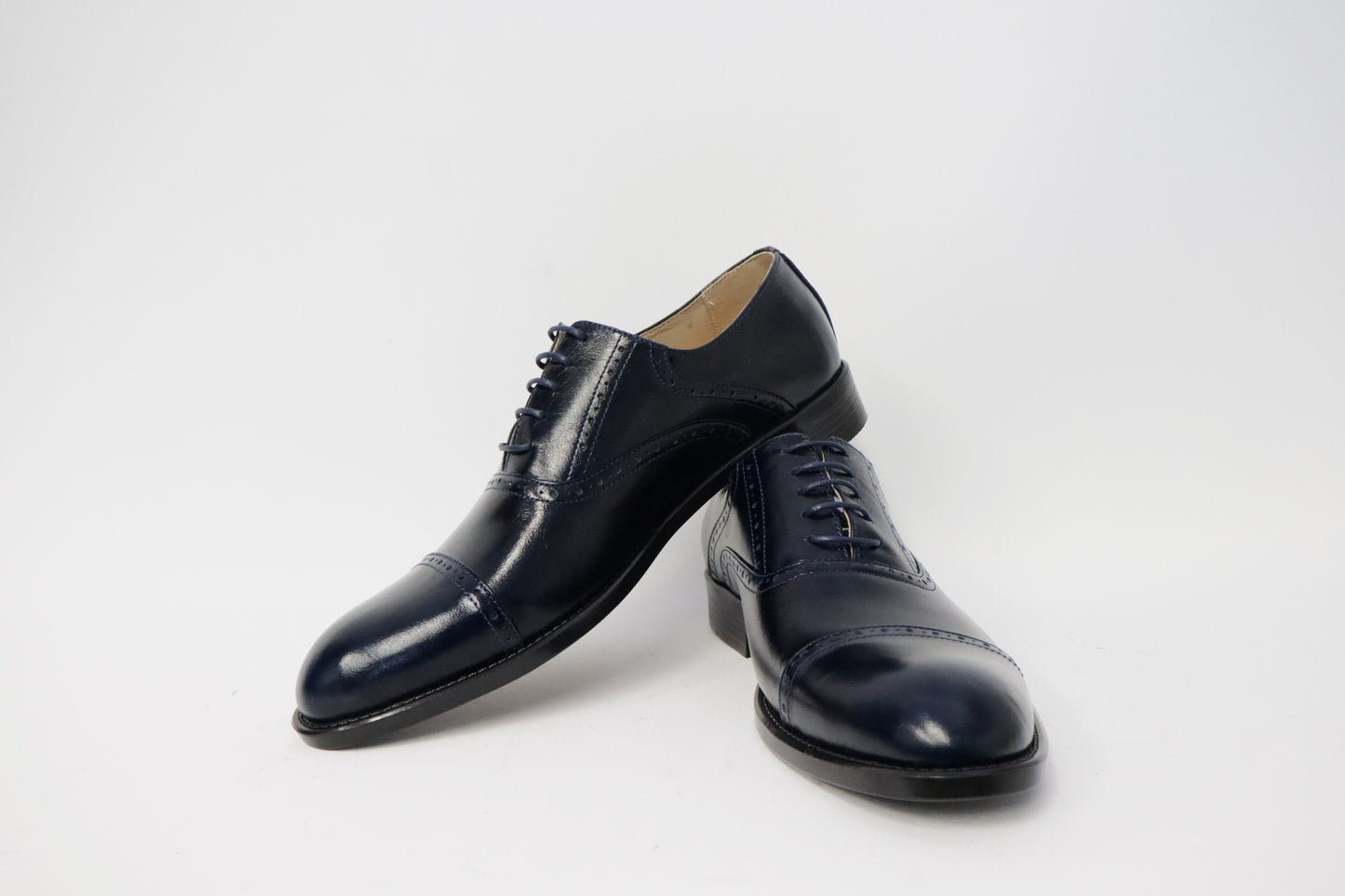 Heren veterschoen Sposato leer donkerblauw